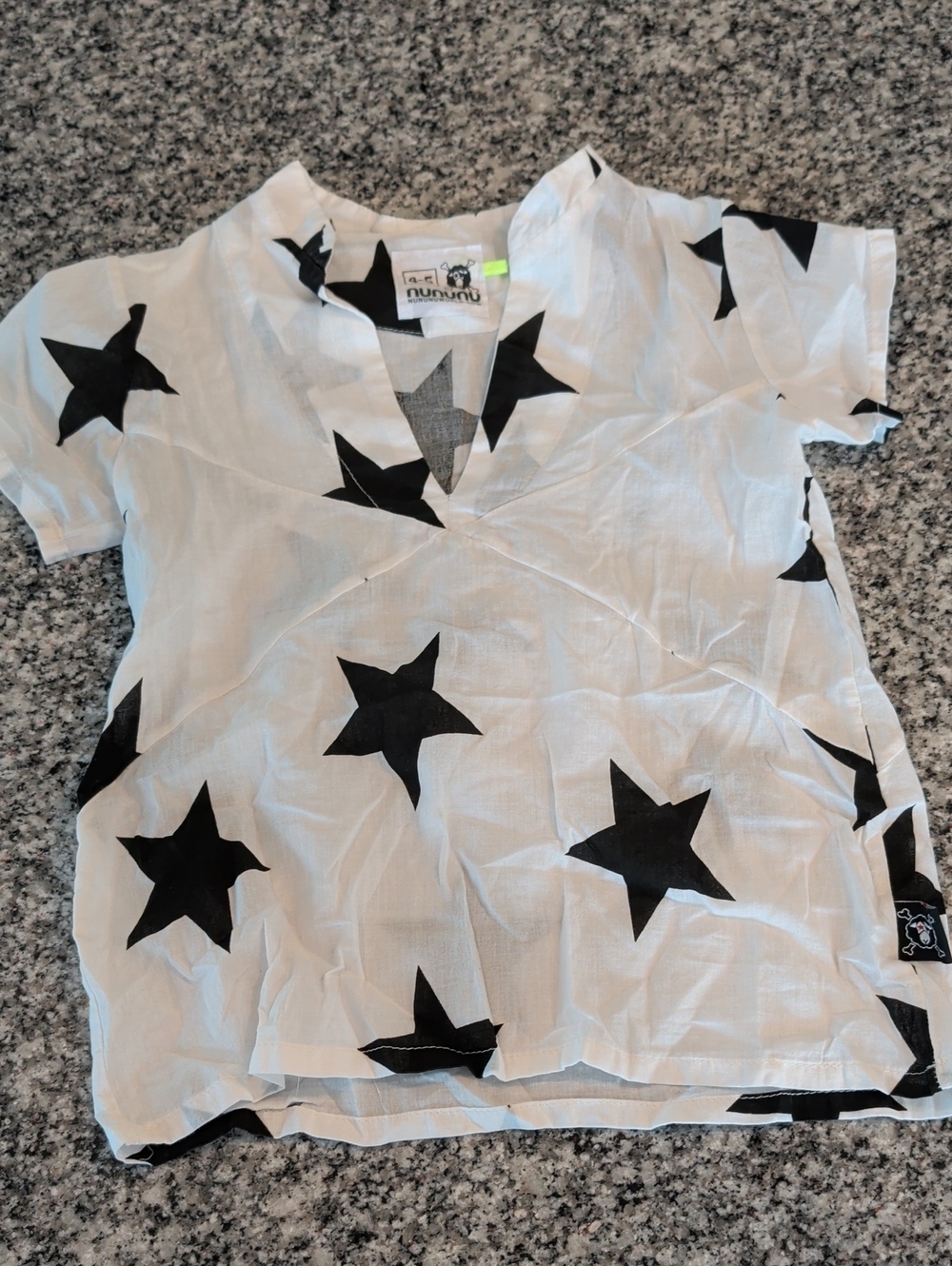 nununu White Top with Black Star Print